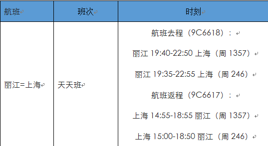 麗江直飛上海